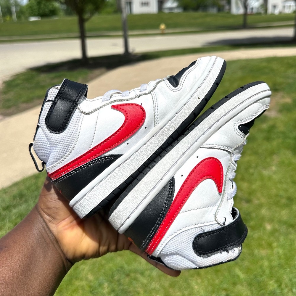 Nike Court Borough Mid 2 High Top Athletic Shoes Toddler Size 11 White Red Black - Picture 12 of 14